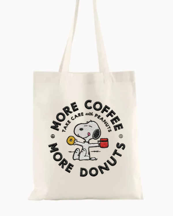 Tote Bags - Snoopy more coffee estilo bordado